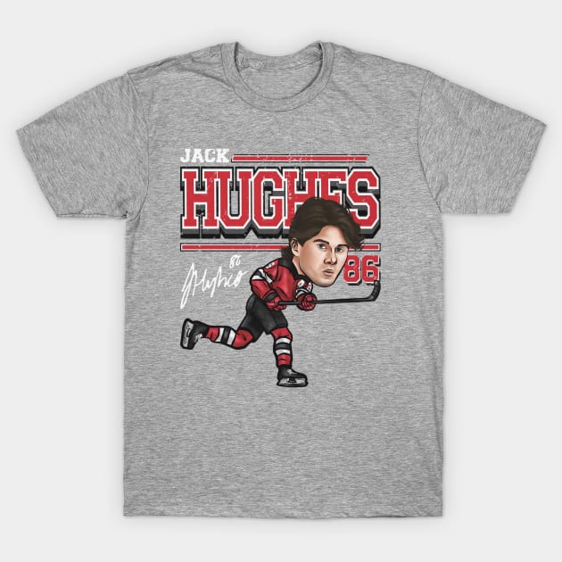 Jack Hughes New Jersey Cartoon T-Shirt by lavonneroberson